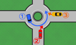 ロータリー交差点での優先権